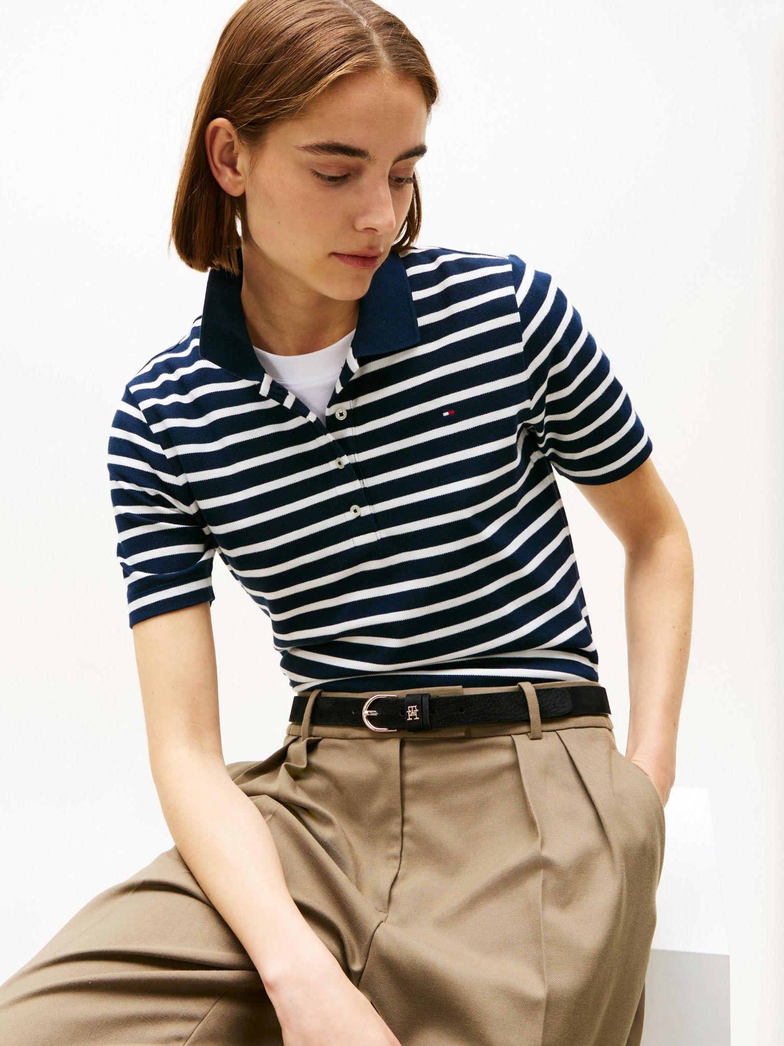 Tommy Hilfiger - Áo polo tay ngắn nữ 1985 Collection Flag Embroidery Regular Polo