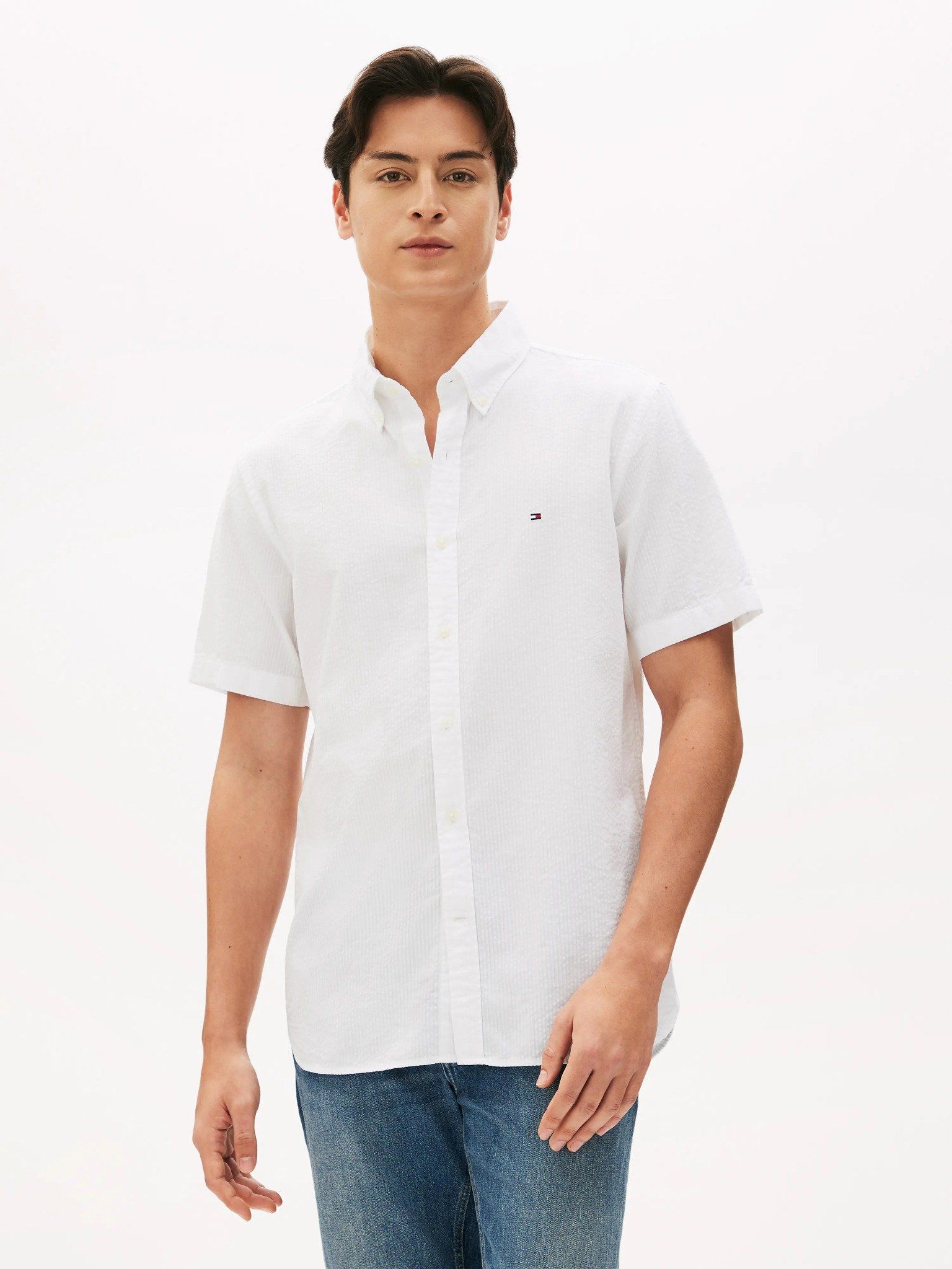Tommy Hilfiger - Áo sơ mi tay ngắn nam TH Seersucker Solid Shirt