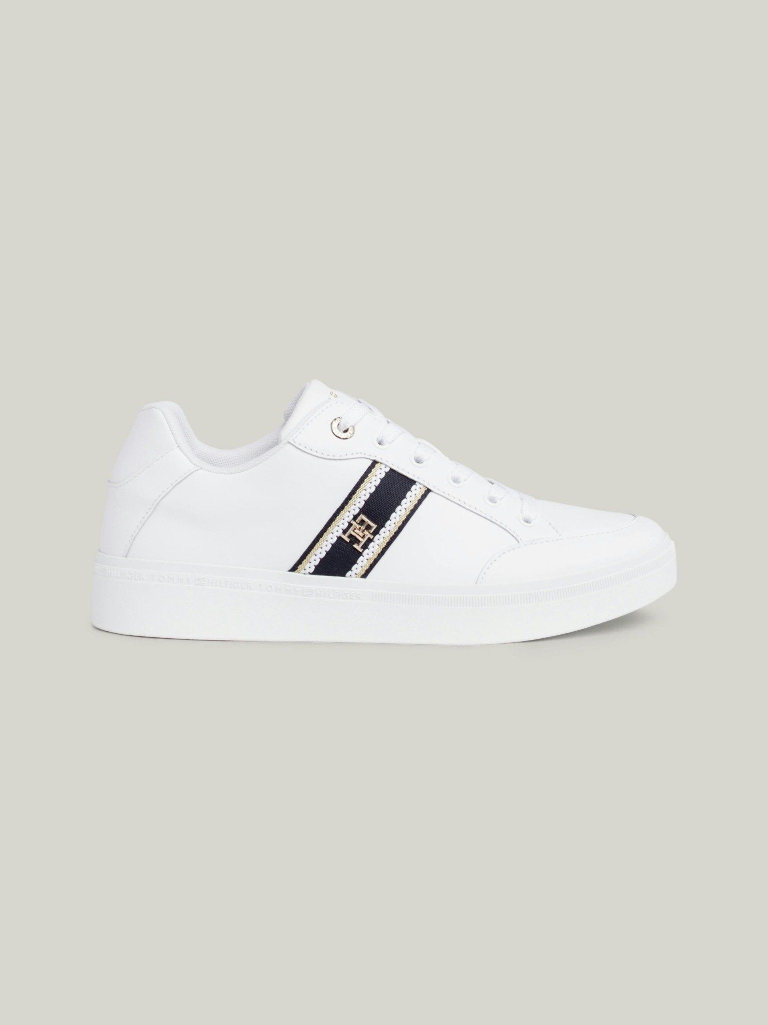 Tommy Hilfiger - Giày nữ Webbing Premium Leather Court Trainers