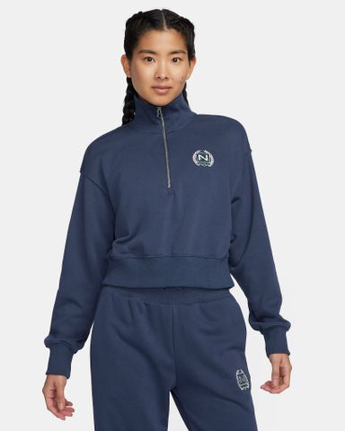 Nike - Áo tay dài thể thao Nữ Women's Oversized 1/2-Zip Crop Fleece Sweatshirt