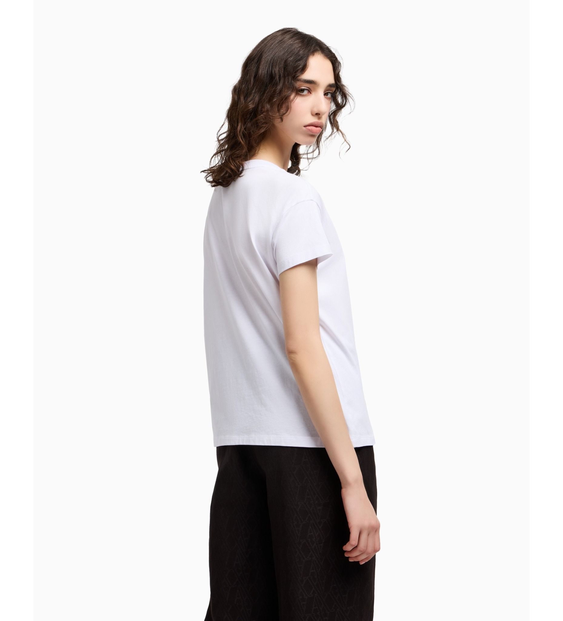 Armani Exchange - Áo thun thời trang nữ Ax Boyfit short sleeve t-shirt white