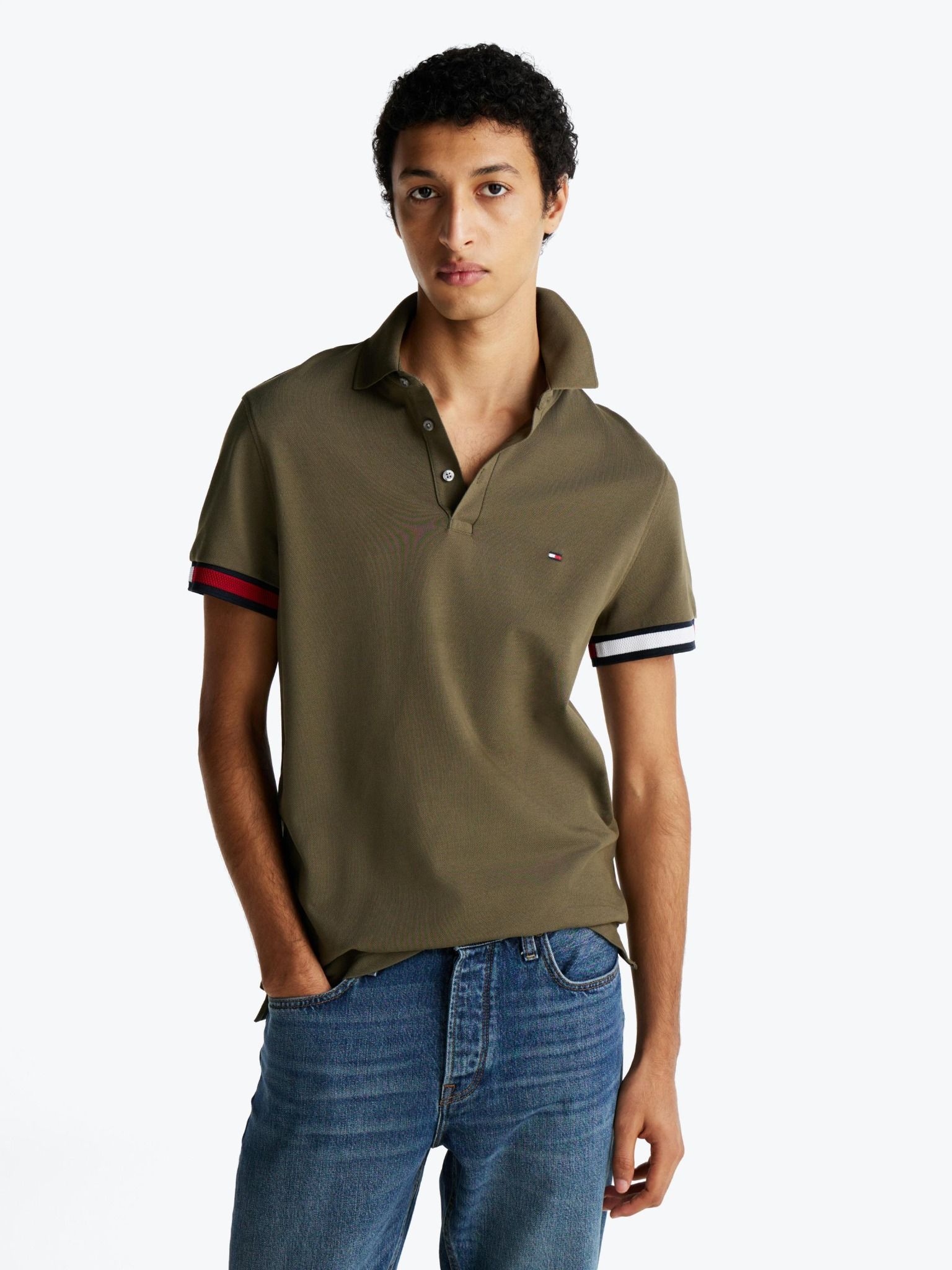 Tommy Hilfiger - Áo polo tay ngắn nam Flag Cuff Slim Polo