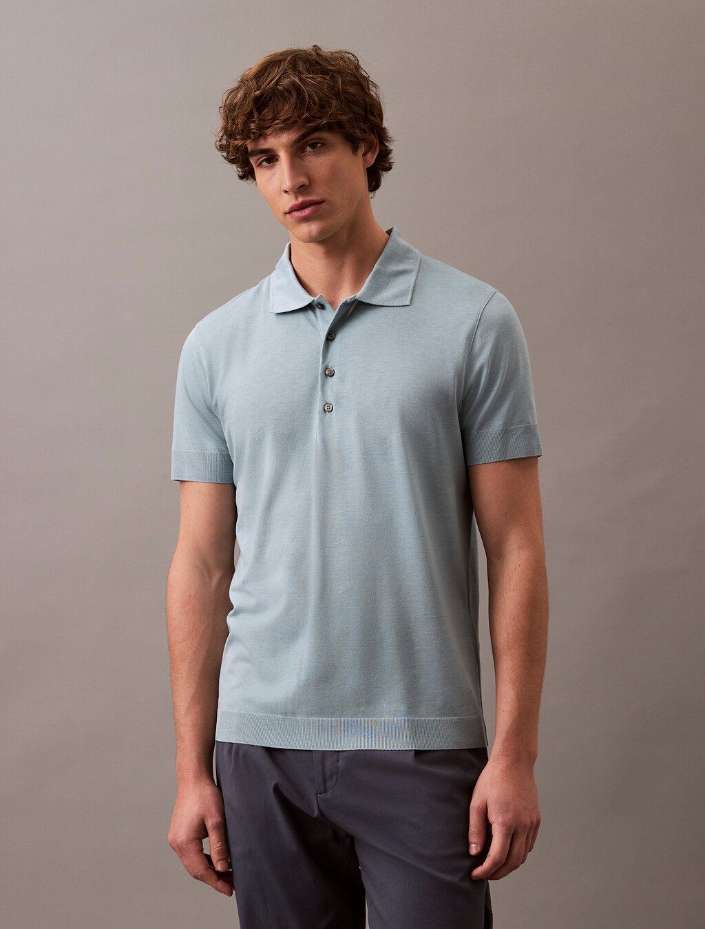 Calvin Klein - Áo polo tay ngắn nam CK Fine Knit Lyocell Blend Polo Shirt