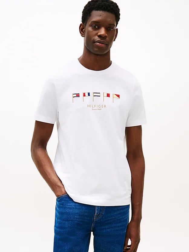 Tommy Hilfiger - Áo thun tay ngắn nam Multi-Flag Embroidery Crew Neck T-Shirt
