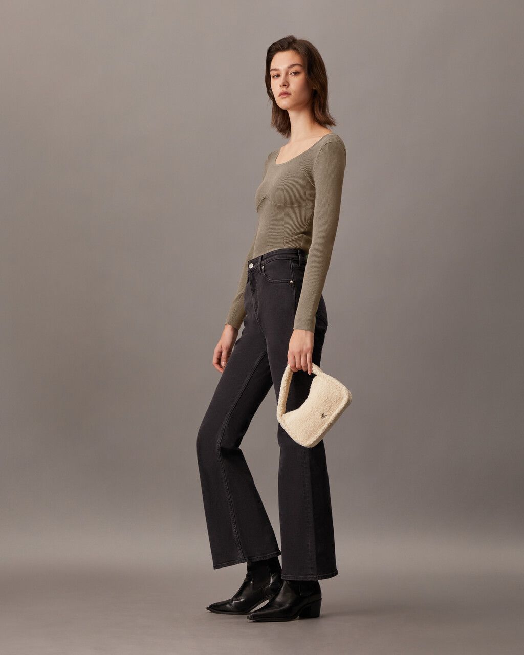 Calvin Klein - Áo len tay dài CK nữ Rib Knit Top