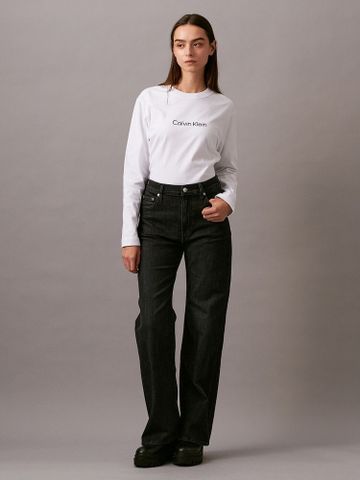 Calvin Klein - Quần jeans ống đứng CK nữ Premium Highrise Wide Leg Jean