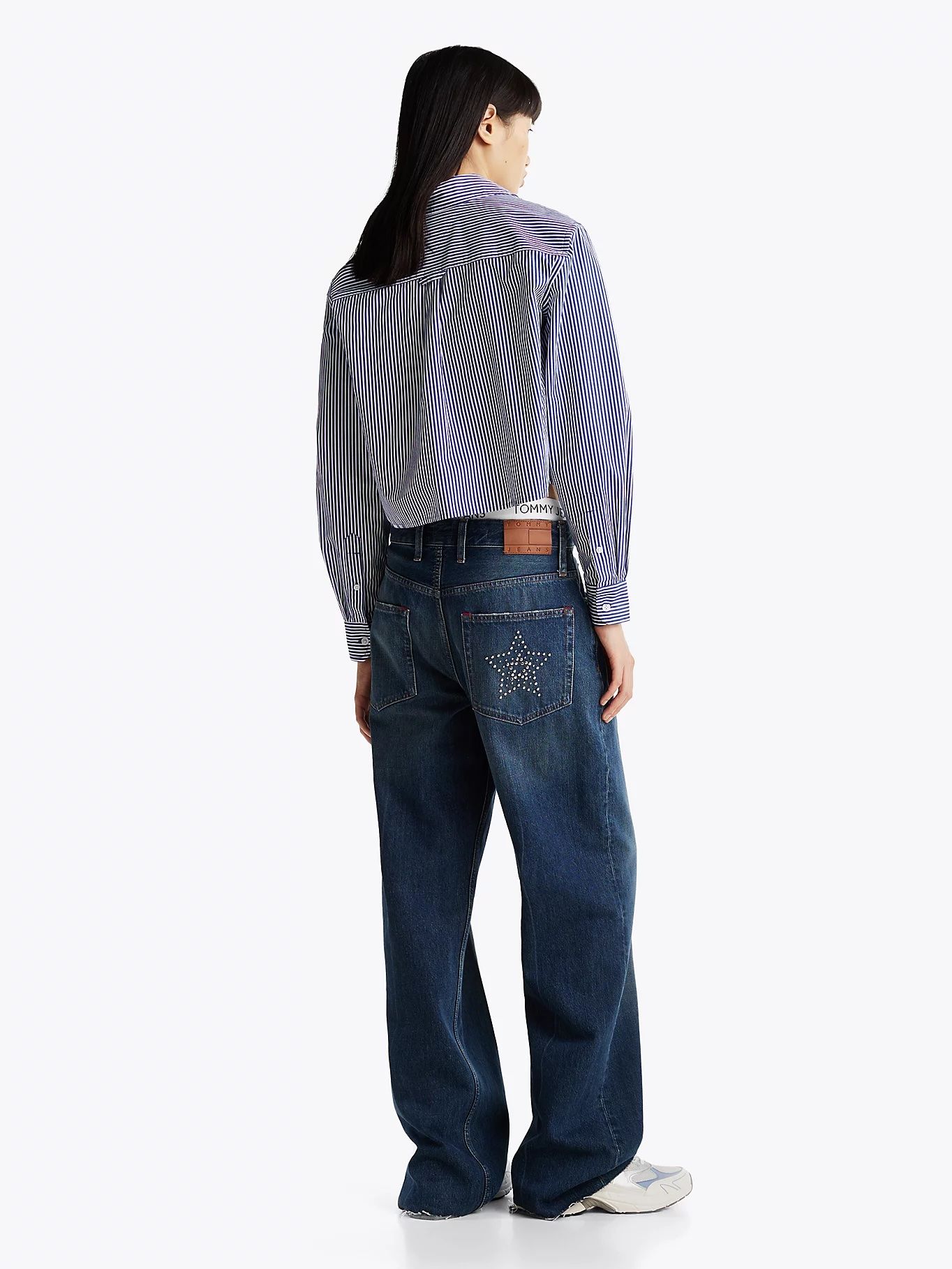 Tommy Hilfiger - Áo sơ mi tay dài nữ Stripe Poplin Cropped Relaxed Shirt
