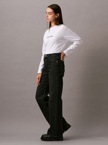 Calvin Klein - Quần jeans ống đứng CK nữ Premium Highrise Wide Leg Jean