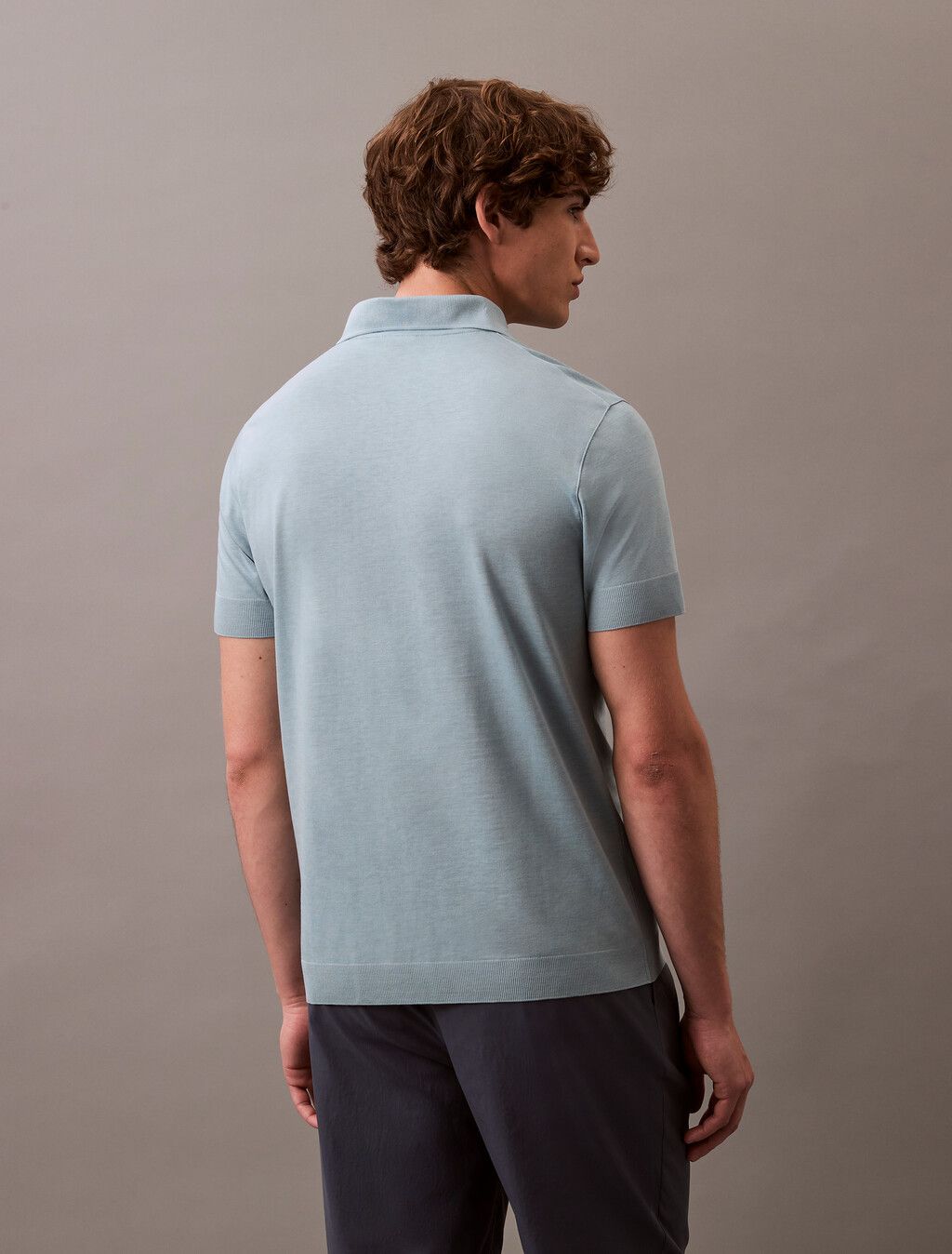 Calvin Klein - Áo polo tay ngắn nam CK Fine Knit Lyocell Blend Polo Shirt