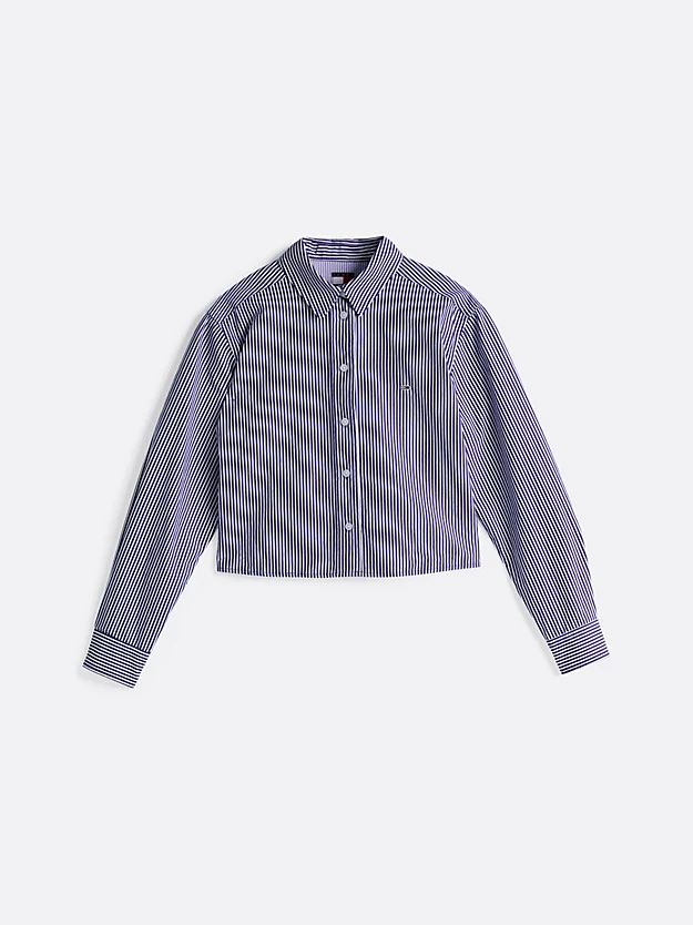 Tommy Hilfiger - Áo sơ mi tay dài nữ Stripe Poplin Cropped Relaxed Shirt