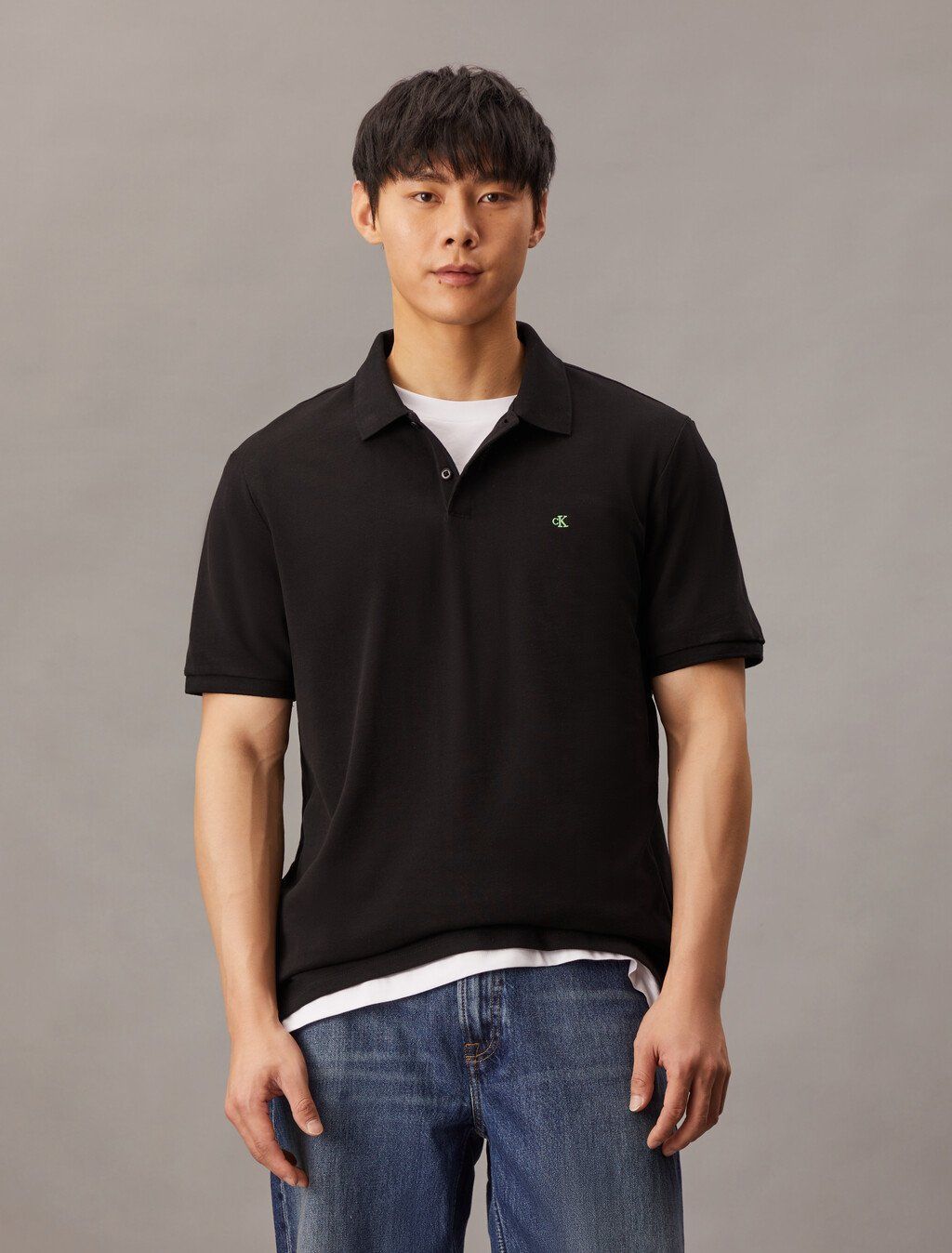 Calvin Klein - Áo polo tay ngắn nam CK Monogram Pique Polo
