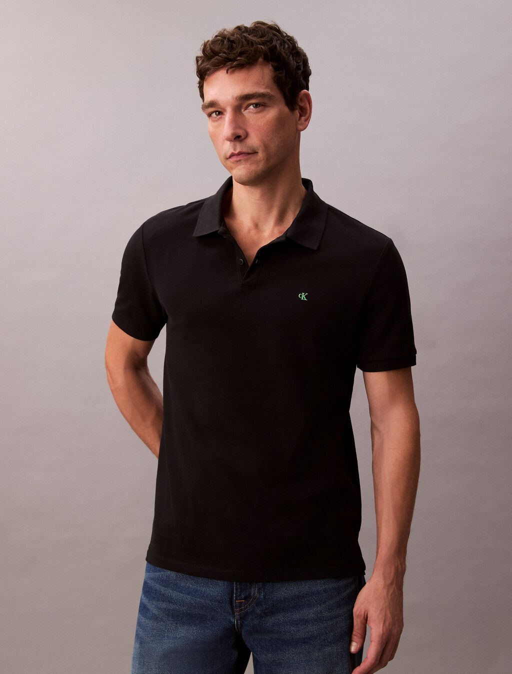Calvin Klein - Áo polo tay ngắn nam CK Monogram Pique Polo