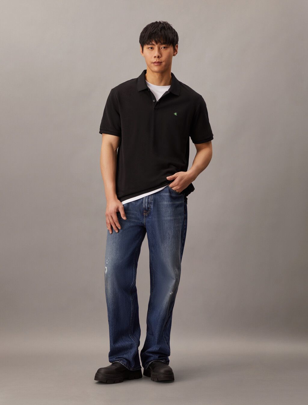 Calvin Klein - Áo polo tay ngắn nam CK Monogram Pique Polo