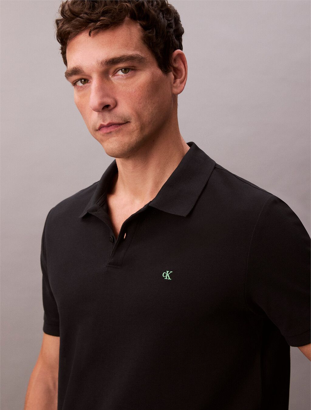 Calvin Klein - Áo polo tay ngắn nam CK Monogram Pique Polo