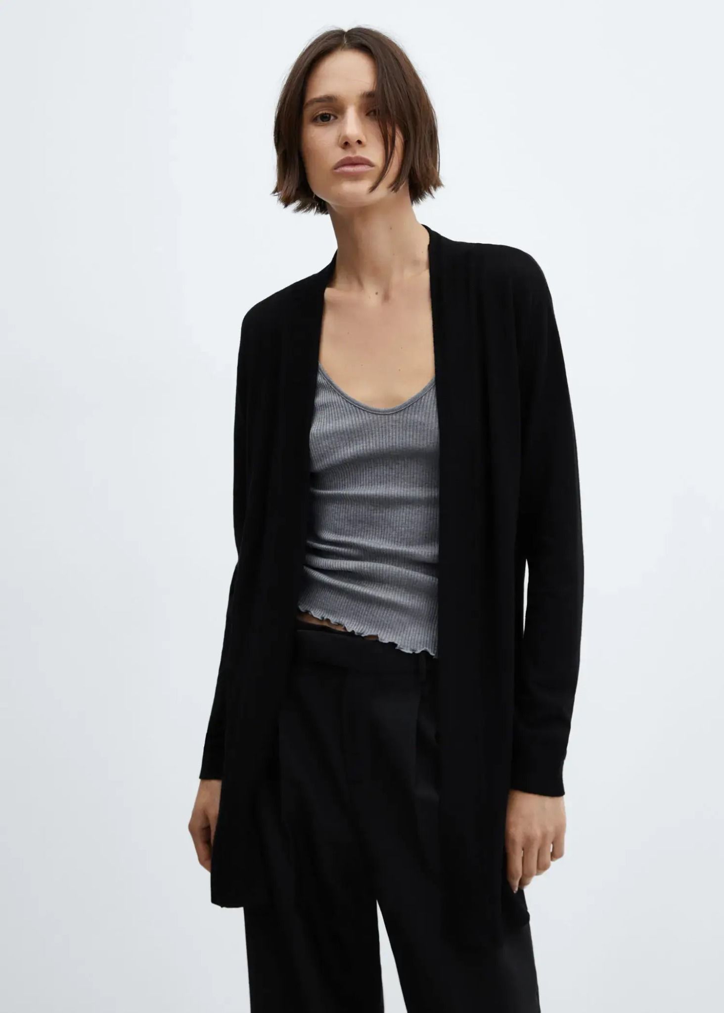 Mango - Áo khoác len nữ Fine-knit cardigan jacket