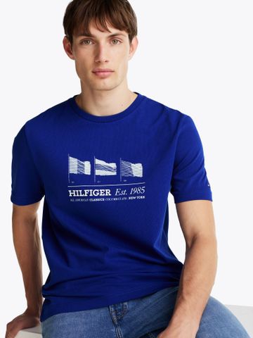 Tommy Hilfiger - Áo thun tay ngắn nam Embroidered Hilfiger Flags T-Shirt