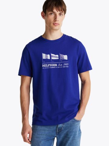 Tommy Hilfiger - Áo thun tay ngắn nam Embroidered Hilfiger Flags T-Shirt