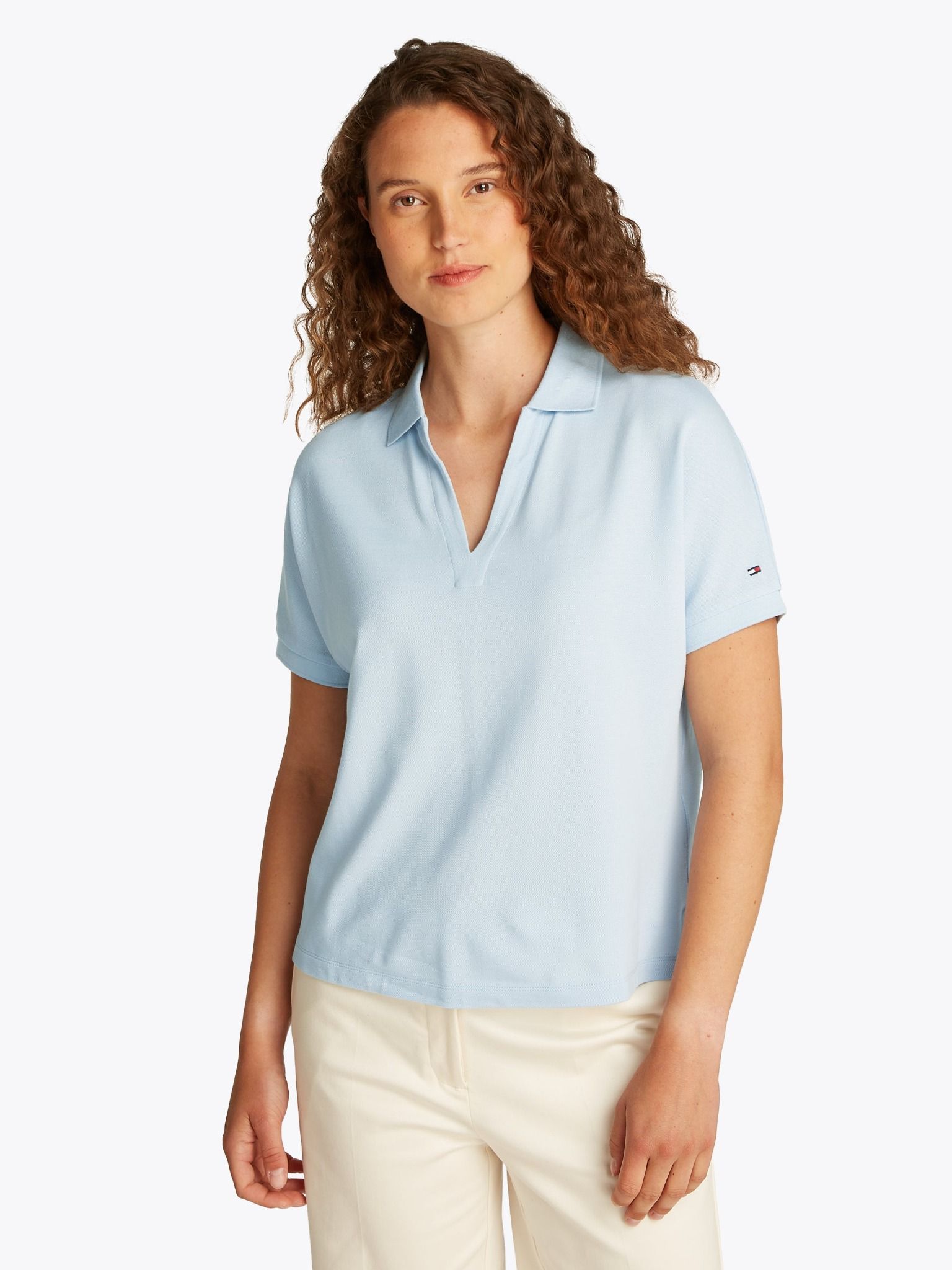 Tommy Hilfiger - Áo polo tay ngắn nữ TH Lyocell Open Premium Polo