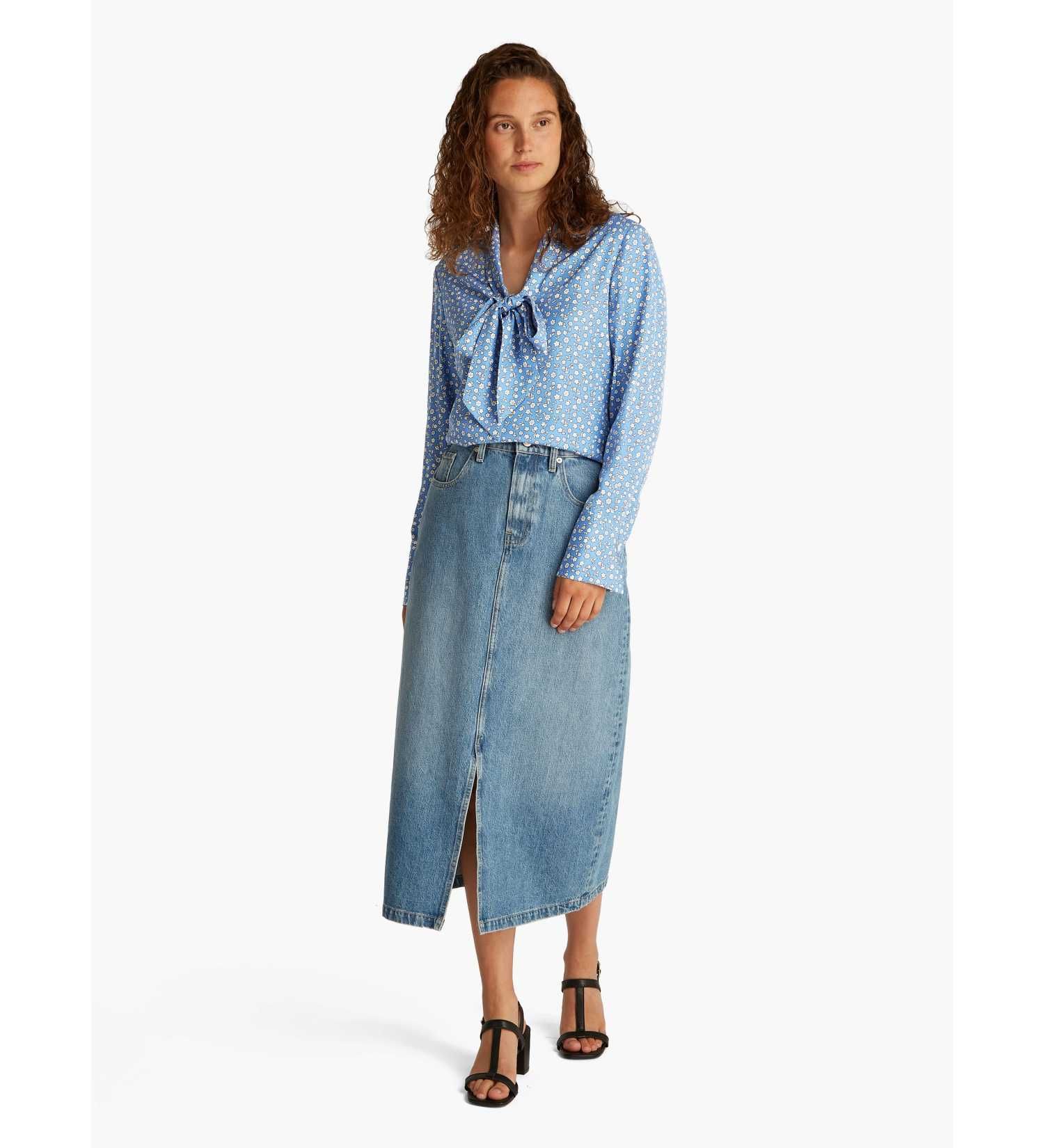 Tommy Hilfiger - Áo thời trang tay dài nữ Fluid Viscose Bow Long BLOUSE