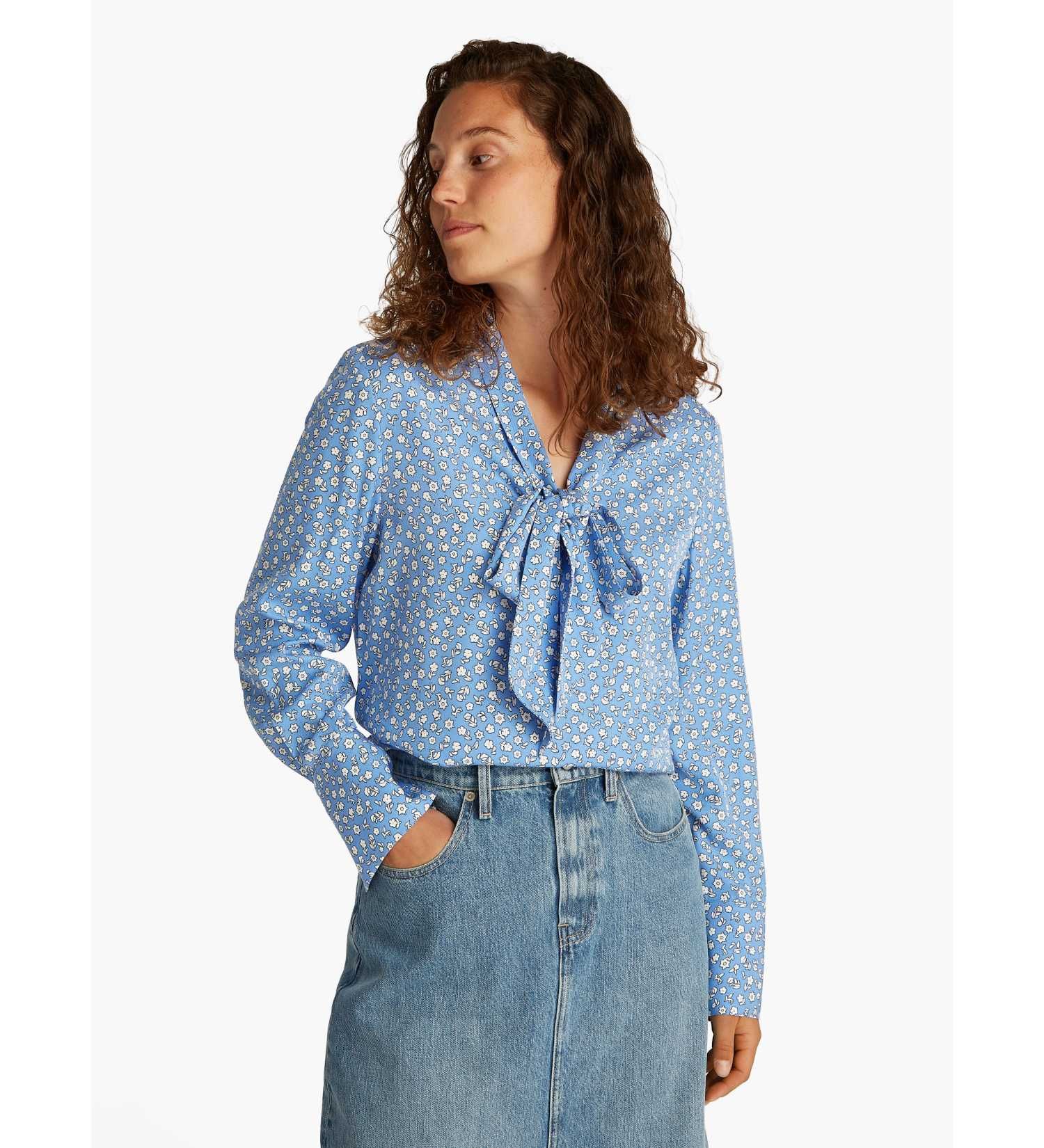 Tommy Hilfiger - Áo thời trang tay dài nữ Fluid Viscose Bow Long BLOUSE