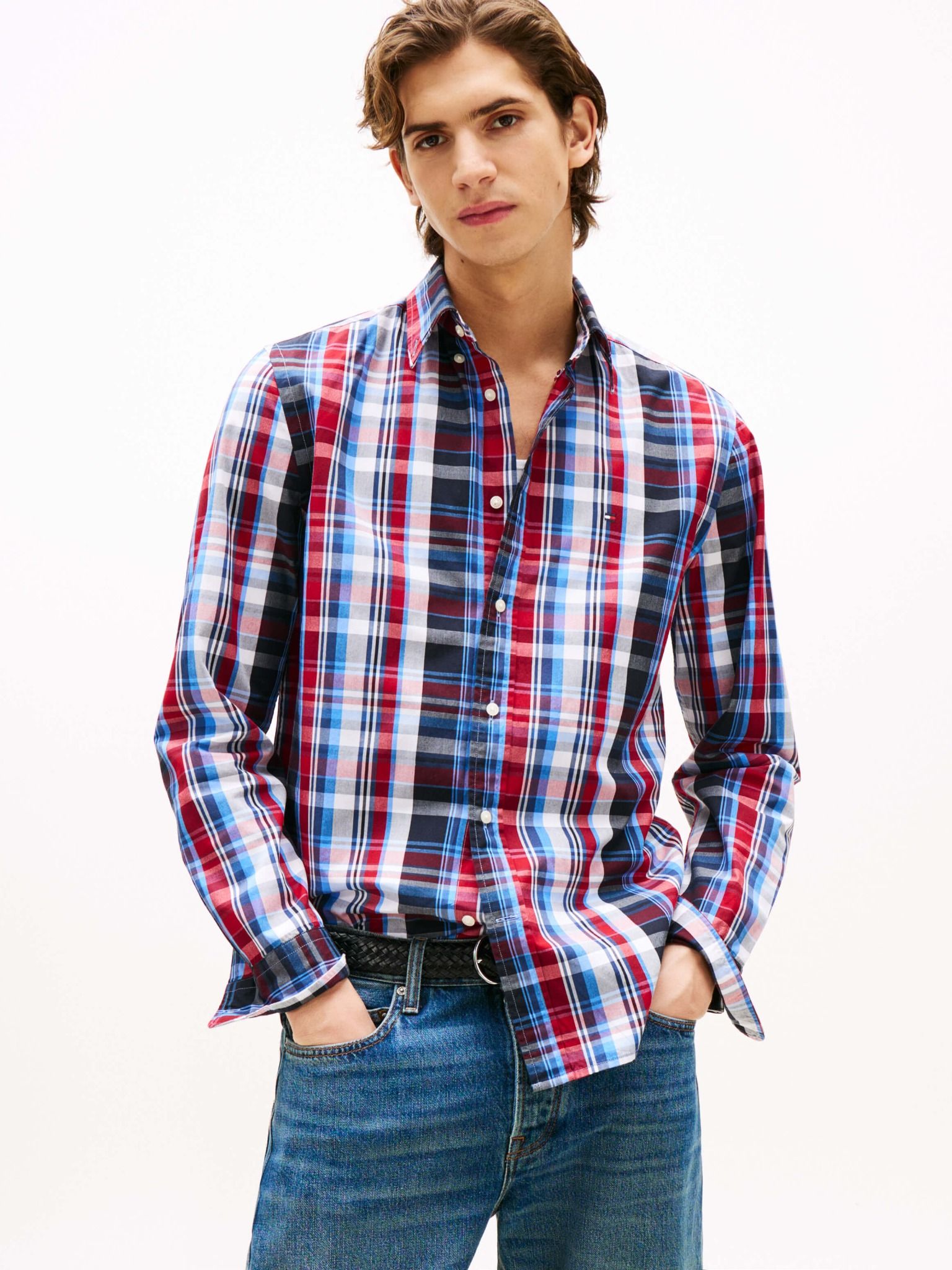 Tommy Hilfiger - Áo sơ mi tay dài nam Flex Poplin Heritage Check Shirt