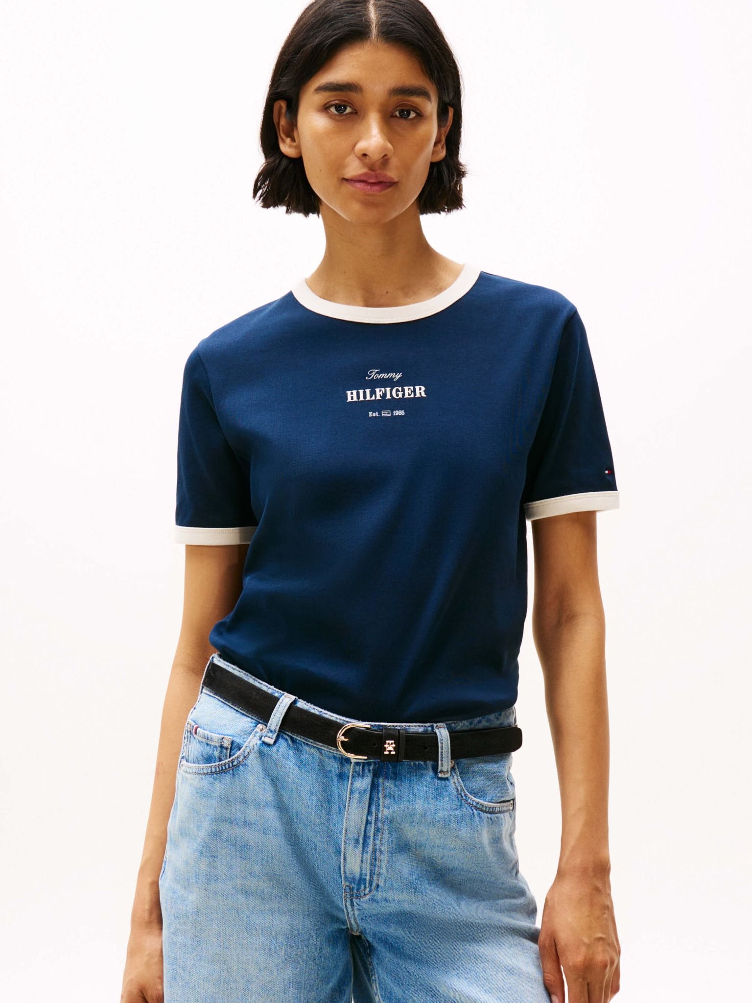 Tommy Hilfiger - Áo thun tay ngắn nữ Regular Monotype Stripe Tee