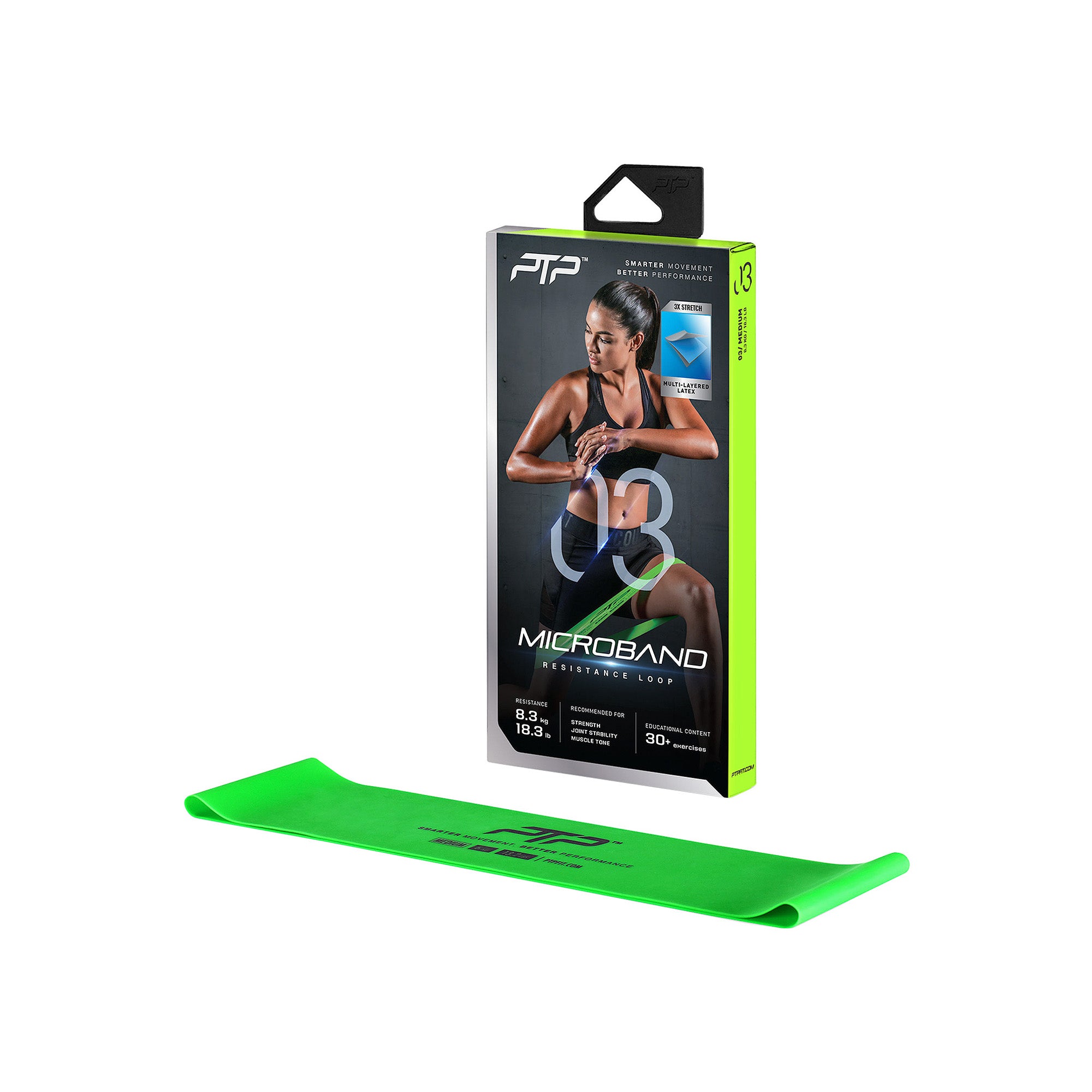 Ptp - Dụng cụ kháng lực tập gym nam nữ Microband Medium Green
