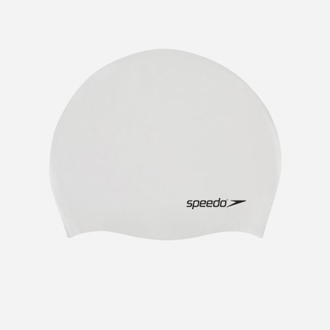 Speedo - Nón bơi nam nữ Speedo Plain Flat Silicone Cap White Swimming