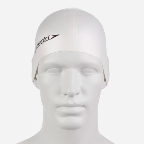 Speedo - Nón bơi nam nữ Speedo Plain Flat Silicone Cap White Swimming