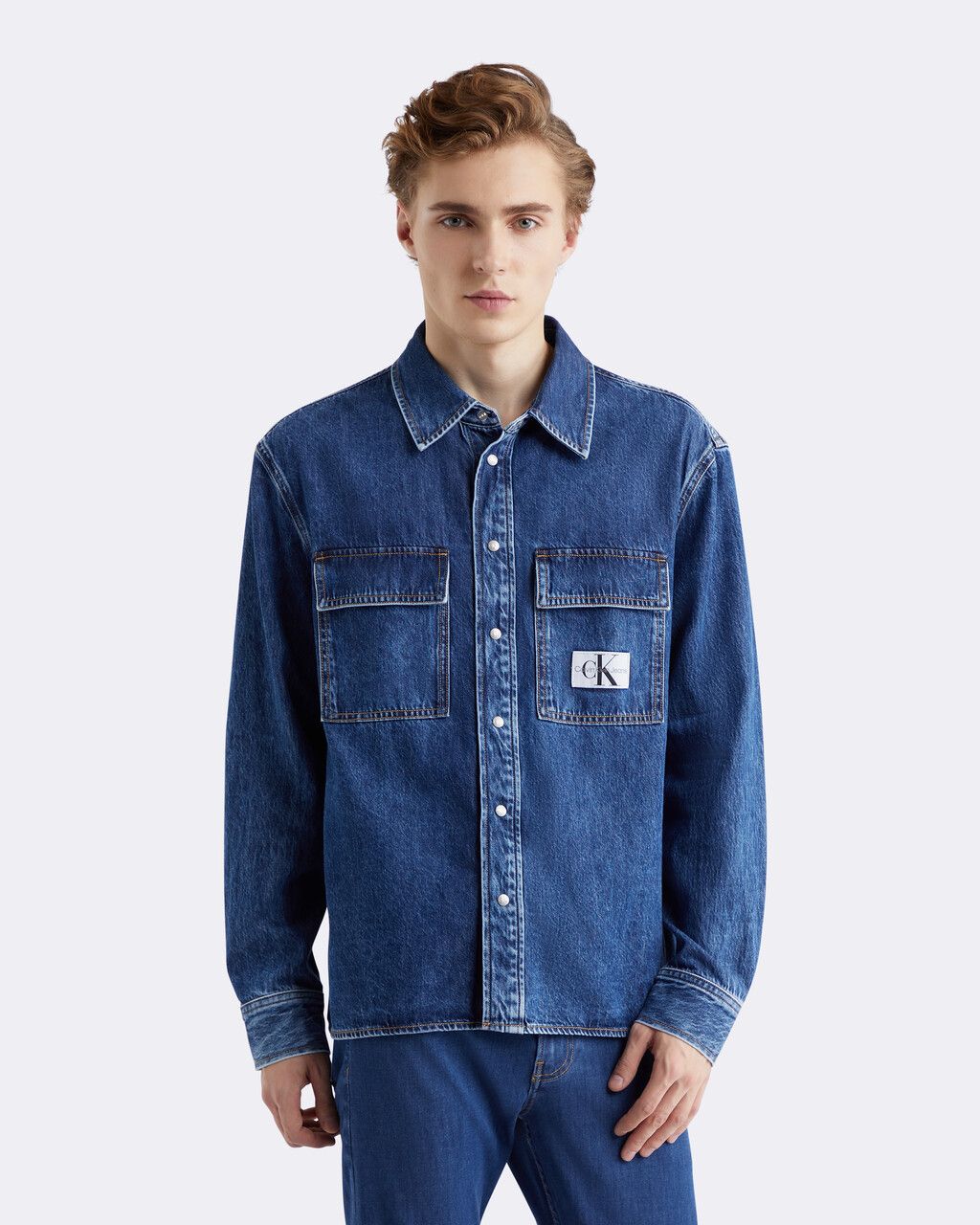 Calvin Klein - Áo sơ mi jeans nam Relaxed Utility Denim Shirt