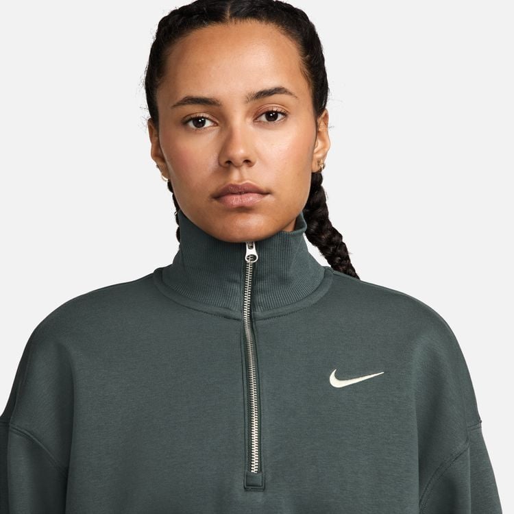 Nike - Áo ấm tay dài thể thao Nữ Phoenix Fleece Women's Oversized 1/2-Zip Crop Sweatshirt