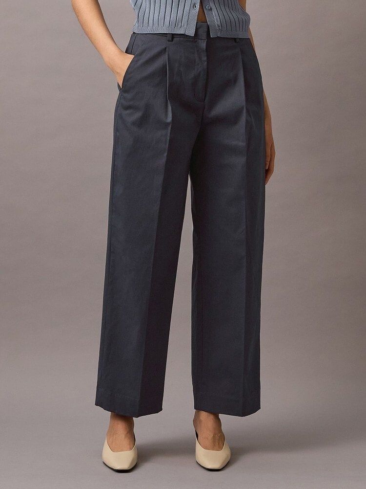 Calvin Klein - Quần tây dài CK nữ Cotton Chino Pleated Trouser