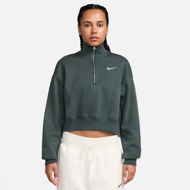Nike - Áo ấm tay dài thể thao Nữ Phoenix Fleece Women's Oversized 1/2-Zip Crop Sweatshirt