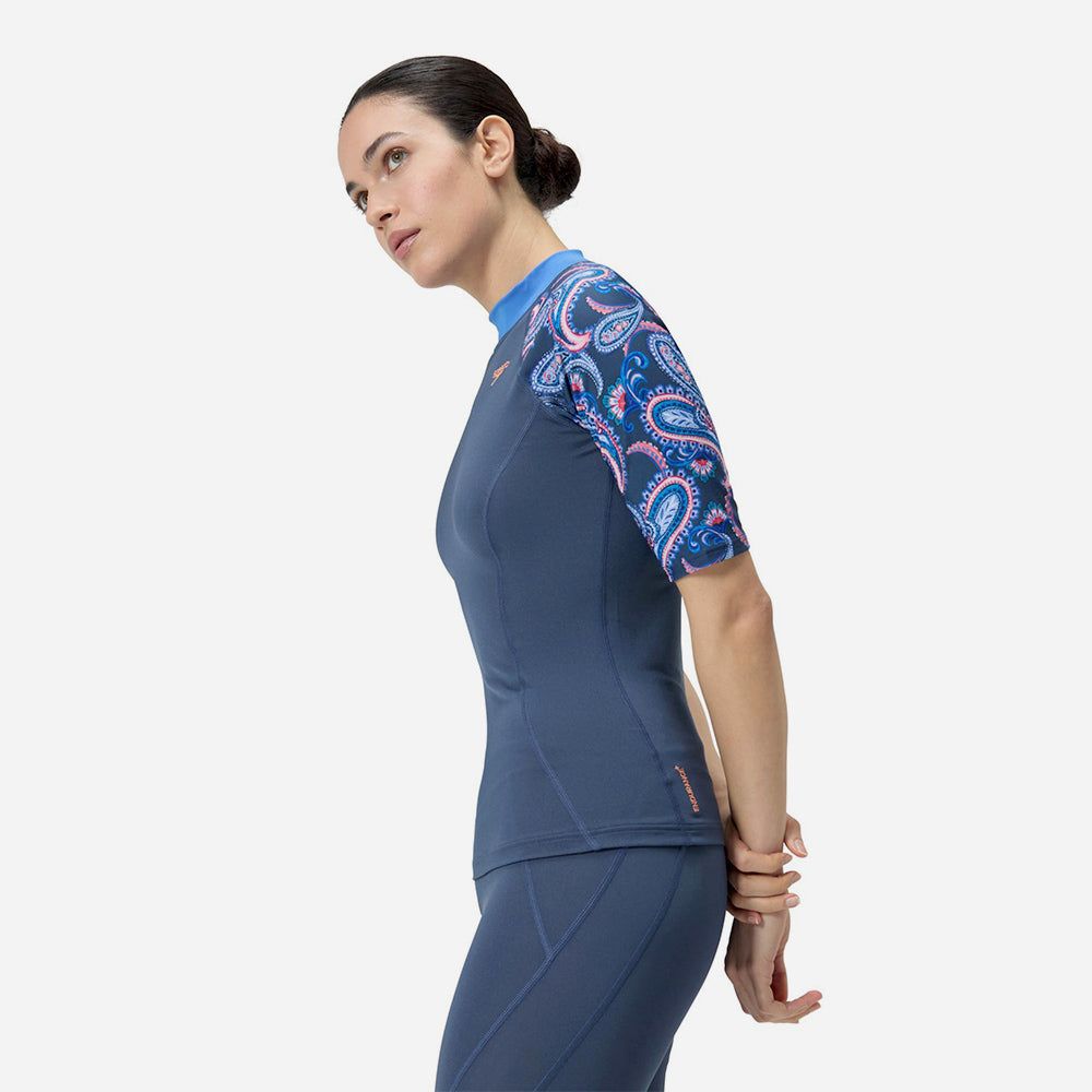 Speedo - Áo bơi tay ngắn chống nắng nữ Printed Rash AF Top Swimming