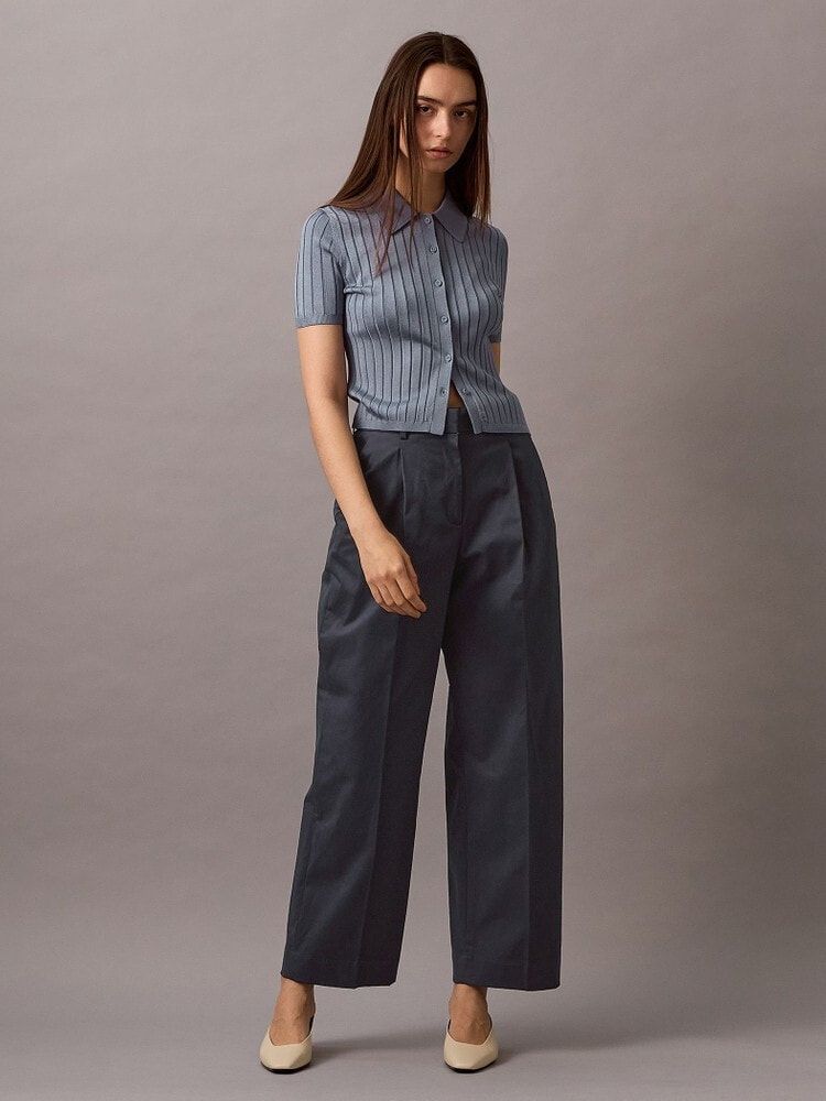 Calvin Klein - Quần tây dài CK nữ Cotton Chino Pleated Trouser