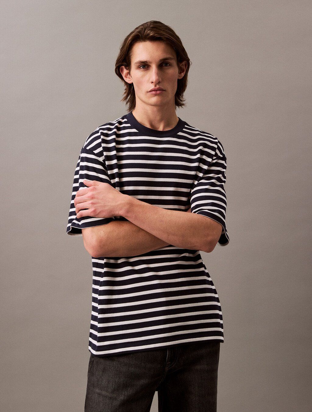 Calvin Klein - Áo phông tay ngắn nam CK Bold Stripe Heavyweight Cotton Tee