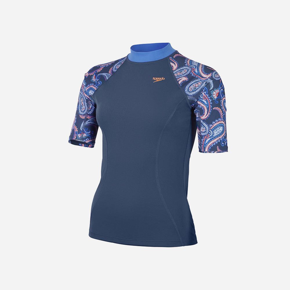 Speedo - Áo bơi tay ngắn chống nắng nữ Printed Rash AF Top Swimming