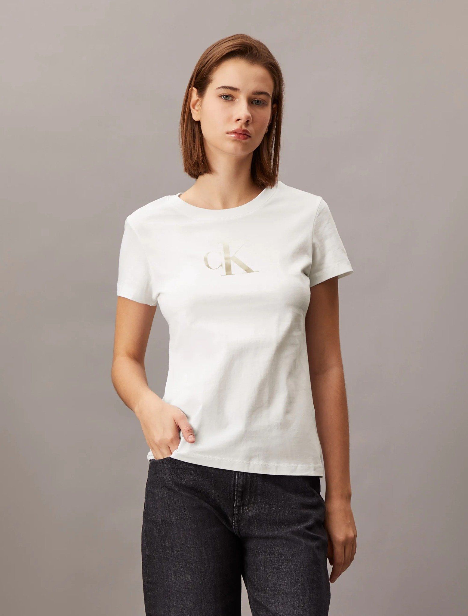 Calvin Klein - Áo thun thời trang CK nữ Premium Gradient Ck Slim Tee