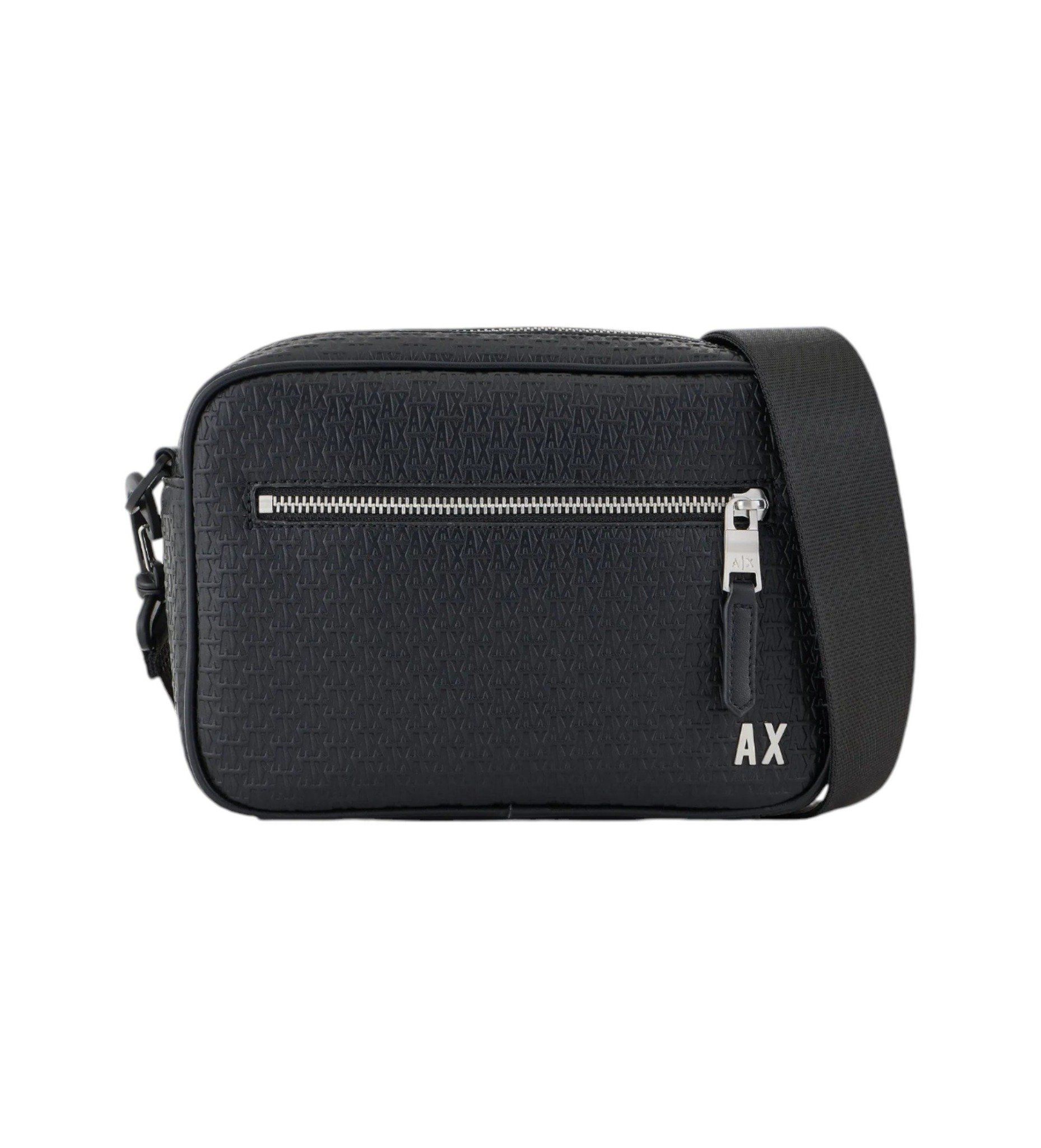 Armani Exchange - Túi đeo chéo nam Shoulder bag with all-over monogrammed logo Black
