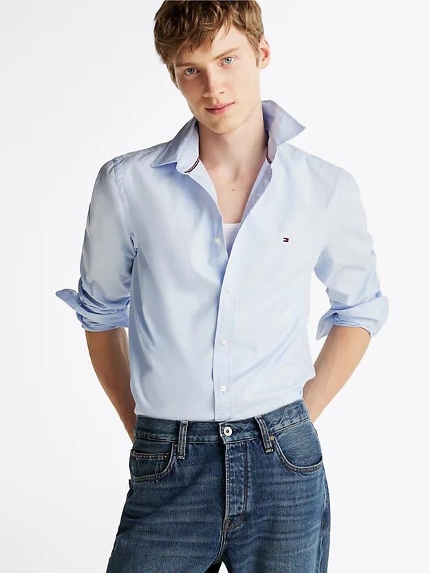 Tommy Hilfiger - Áo sơ mi tay dài nam TH Flex Slim Fit Poplin Shirt