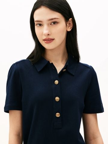 Tommy Hilfiger - Đầm polo nữ Slim Gold Button Polo Dress