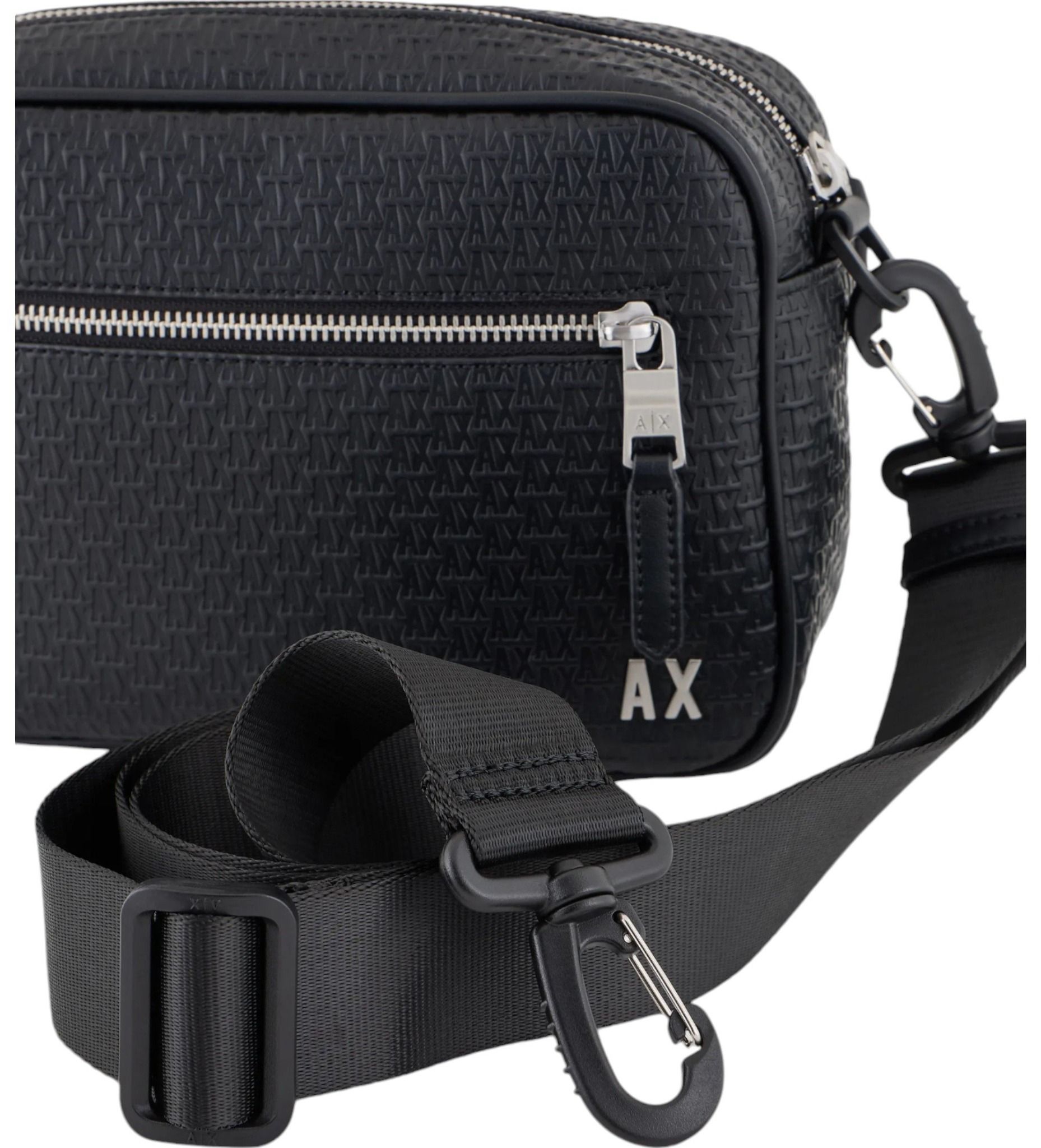 Armani Exchange - Túi đeo chéo nam Shoulder bag with all-over monogrammed logo Black