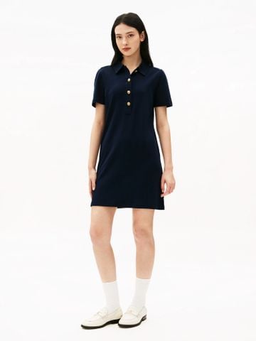 Tommy Hilfiger - Đầm polo nữ Slim Gold Button Polo Dress