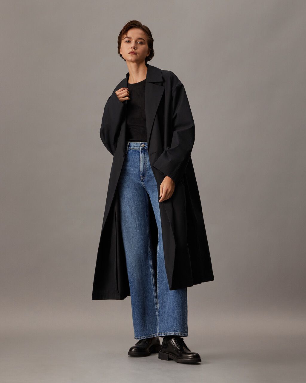 Calvin Klein - Quần jeans ỏng rộng CK nữ Italian Denim High Rise Wide Leg Jeans