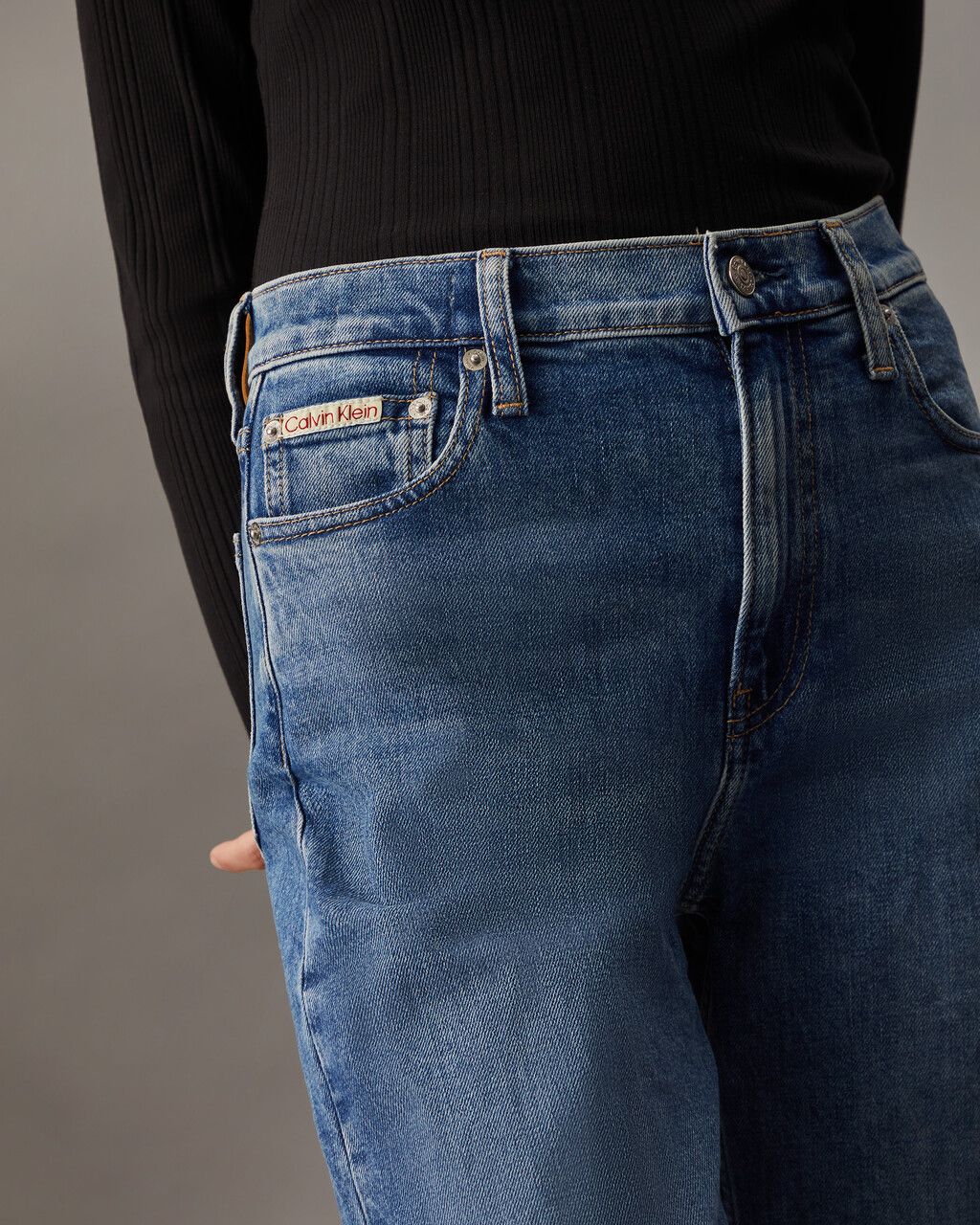 Calvin Klein - Quần jeans ỏng rộng CK nữ Italian Denim High Rise Wide Leg Jeans