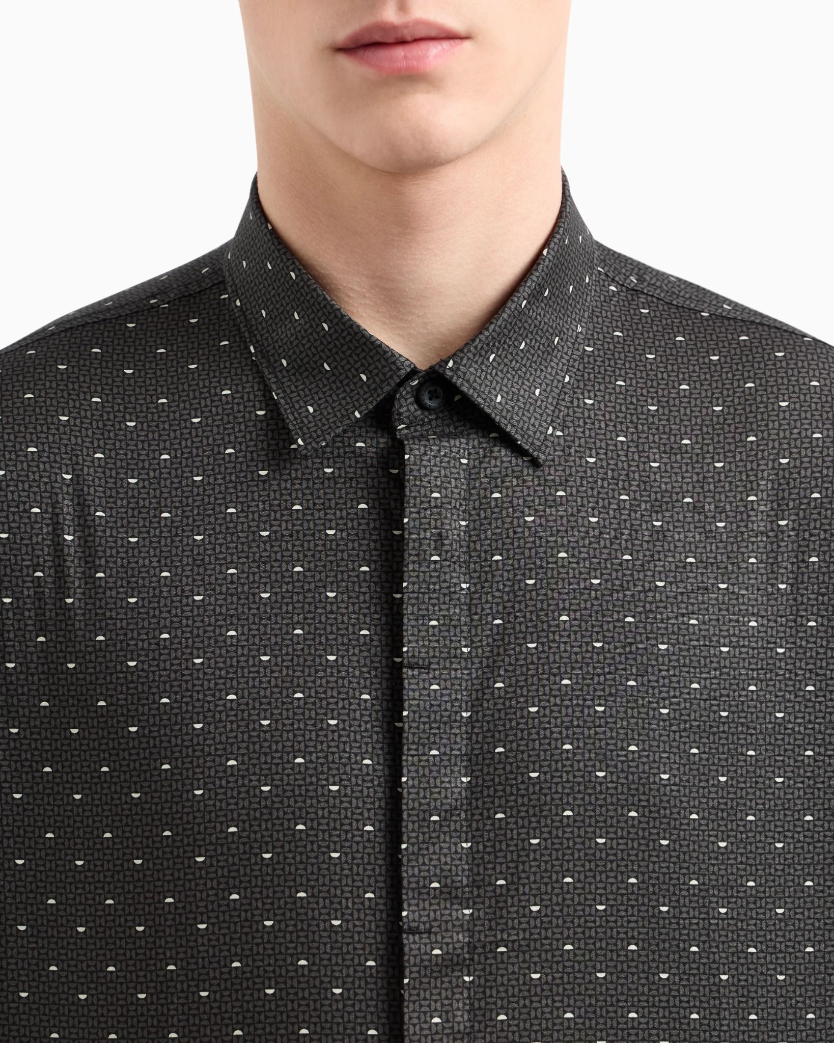 Armani Exchange - Áo sơ mi tay ngắn nam Aix Men's Grey Shirt