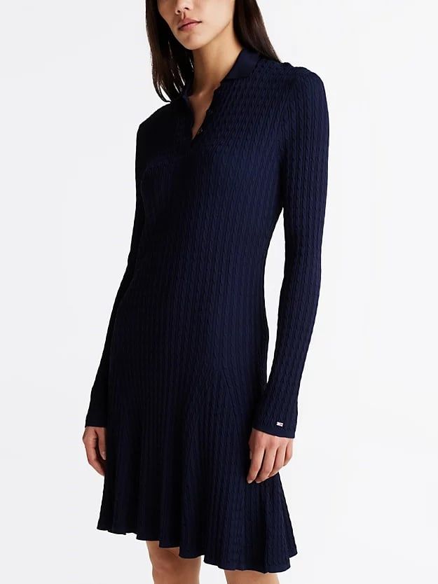 Tommy Hilfiger - Đầm len nữ Cable Knit Mini Jumper Dress