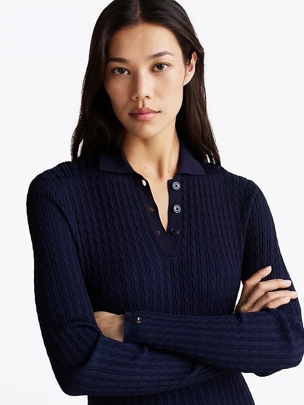 Tommy Hilfiger - Đầm len nữ Cable Knit Mini Jumper Dress