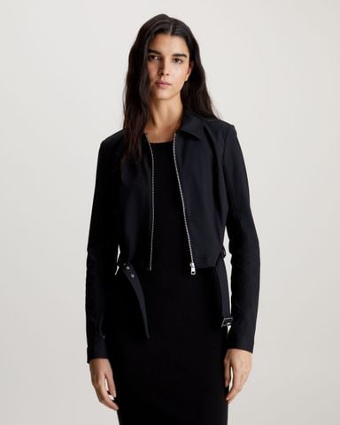 Calvin Klein - Áo khoác nữ Soft Jersey Belted Jacket