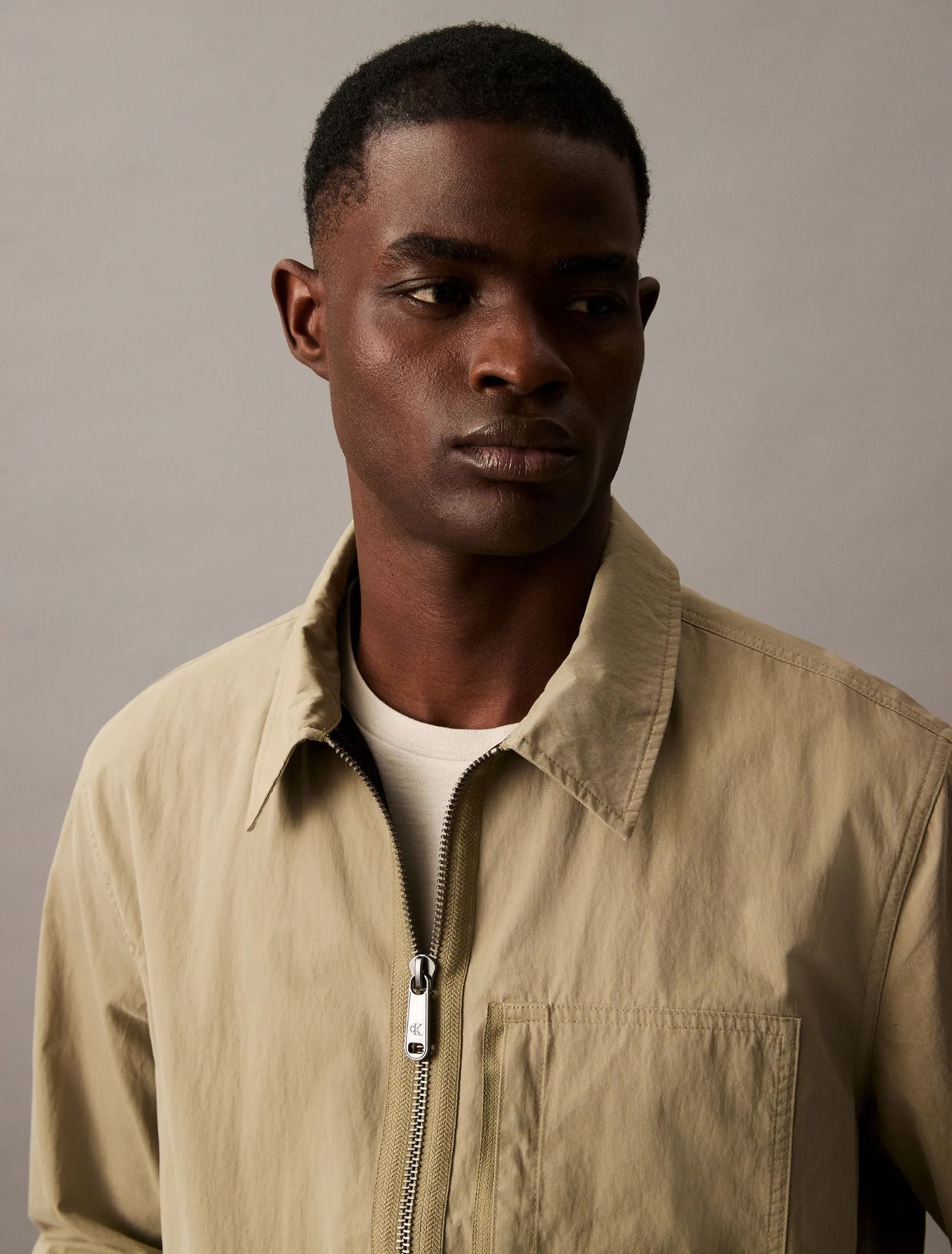 Calvin Klein - Áo khoác CK nam Cotton Blend Zip Classic Shirt Jacket